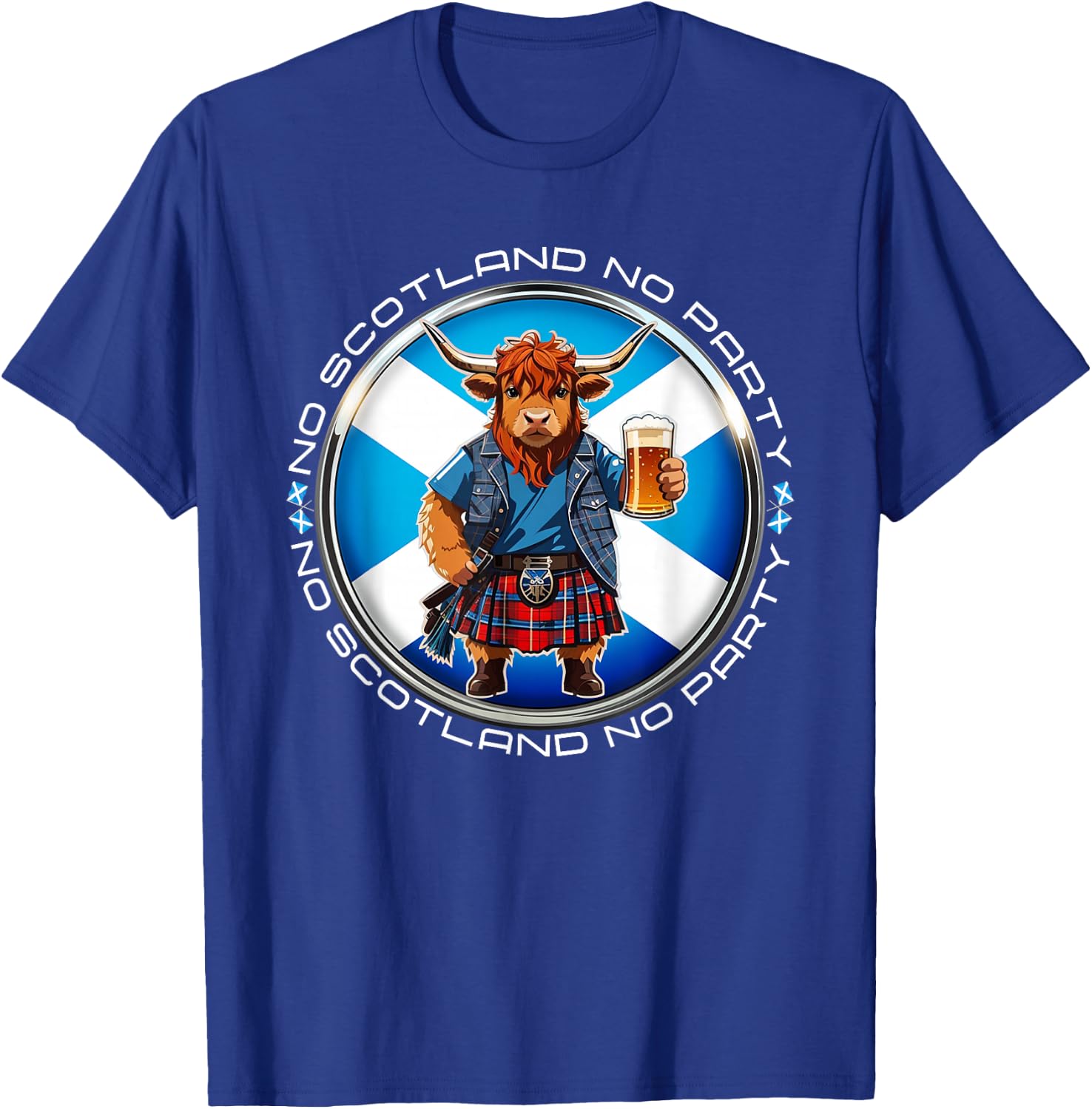 No Scotland No Party Scottish Pride Scotland Highland Cow T-Shirt - T-Shirt | Royal