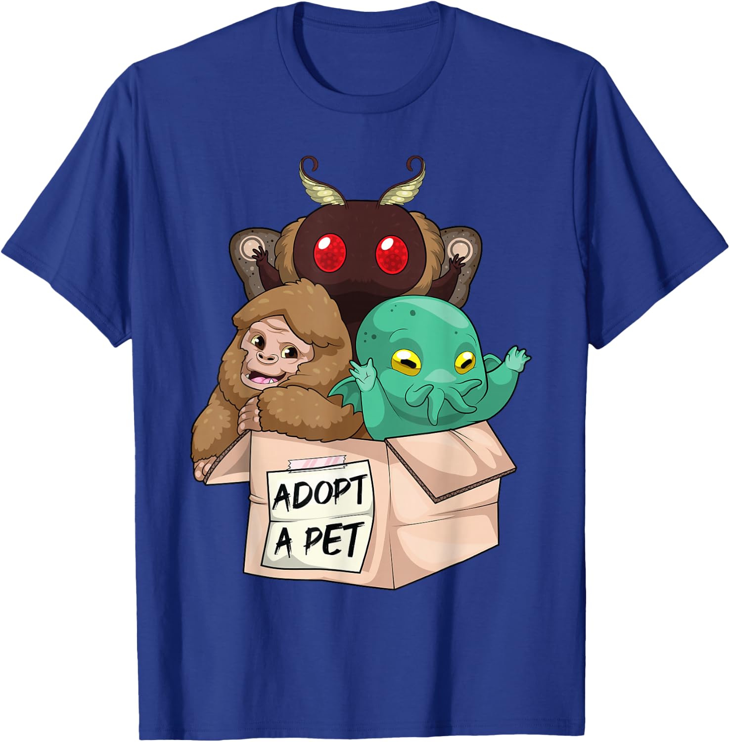 Adopt A Pet Shirt Creepy Monsters Bigfoot Mothman T-Shirt - T-Shirt | Royal