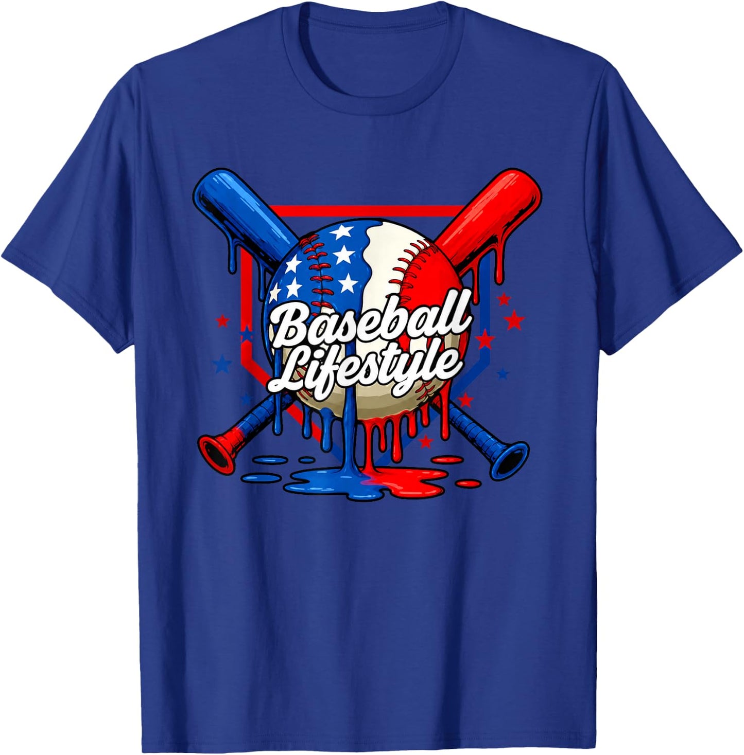 Baseball Drip Lifestyle USA US Flag Patriotic Boys Youth Kid T-Shirt - T-Shirt | Royal