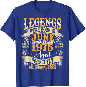 Legends Were Born in June 1975 Vintage 50th Birthday Men Dad T-Shirt - T-Shirt | Royal