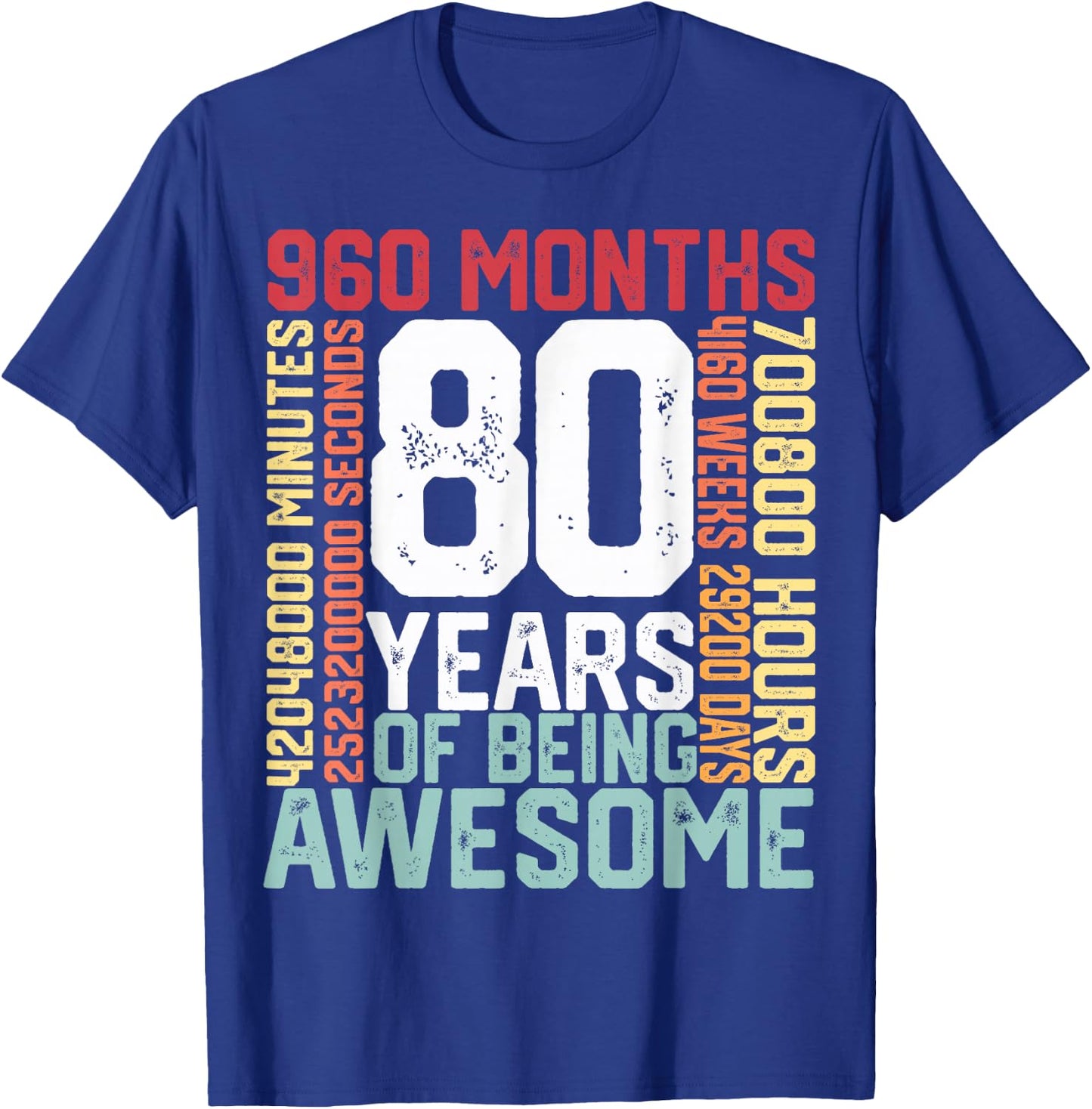 80 years of being Awesome Months weeks days special birthday T-Shirt - T-Shirt | Royal