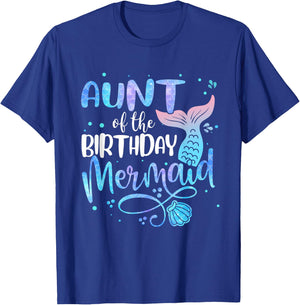 Aunt Of The Birthday Mermaid Family Matching Party Squad T-Shirt - T-Shirt | Royal