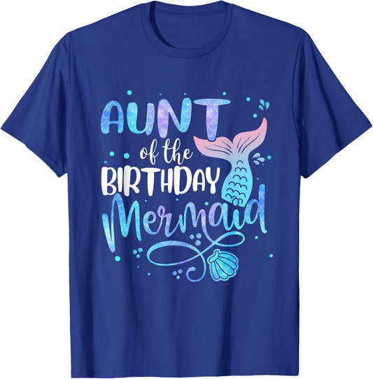Aunt Of The Birthday Mermaid Family Matching Party Squad T-Shirt - T-Shirt | Royal