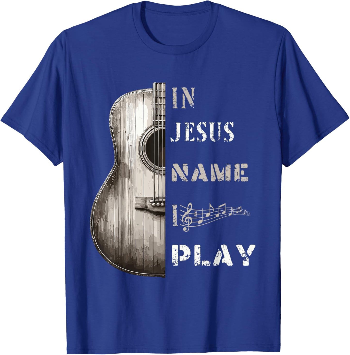 In Jesus Name I Play Guitar Guitar Lover Gift T-Shirt - T-Shirt | Royal