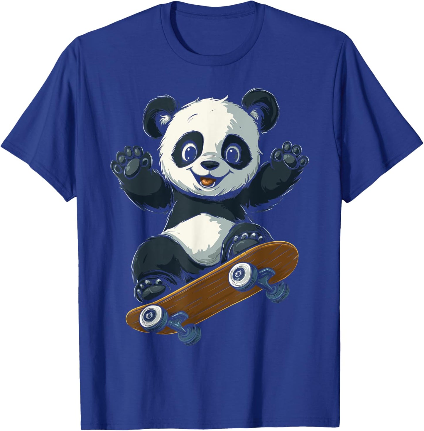 Cute Skateboarding Panda Fun Animal Girl Boy Kids T-Shirt - T-Shirt | Royal