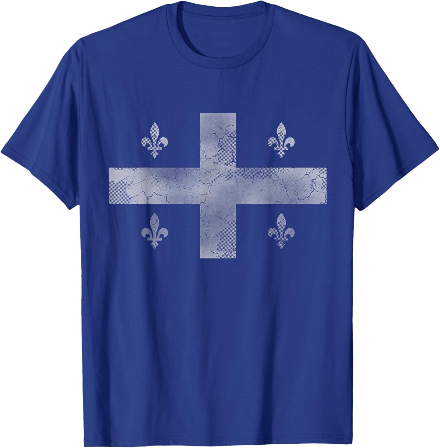 Quebec Montreal Flag Canada Canadian Vintage Distressed T-Shirt - T-Shirt | Royal