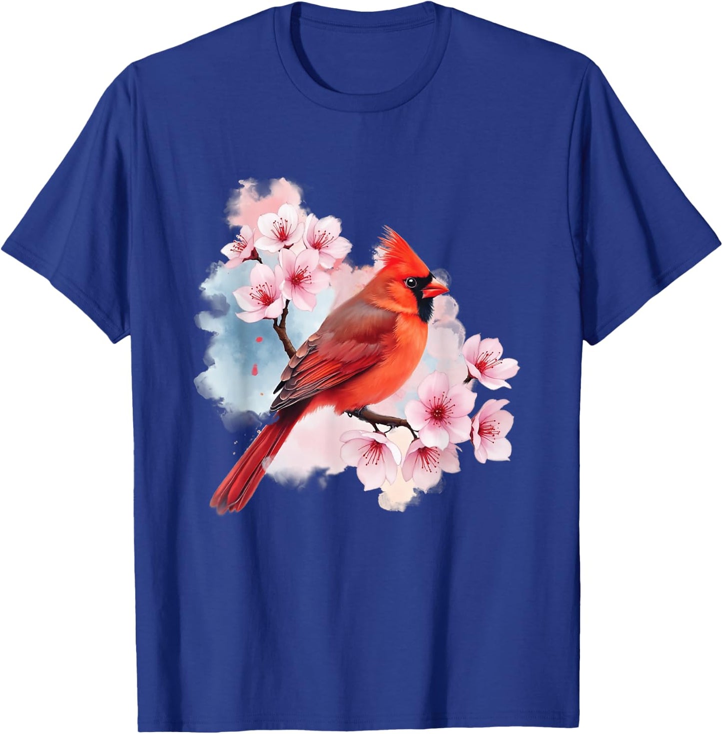 Watercolor Red Cardinal - Birding Bird Watching Bird Watcher T-Shirt - T-Shirt | Royal
