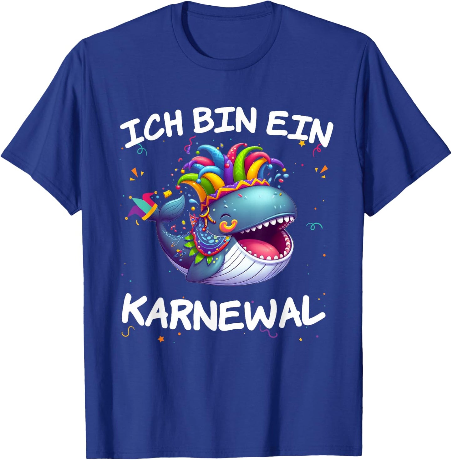with German Text "Ich bin ein Karnewal" Fancy Dress Whale Carnival Costume, black T-Shirt - T-Shirt | Royal