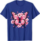 Pink Butterfly with Sakura Cherry Blossom Floral T-Shirt - T-Shirt | Royal