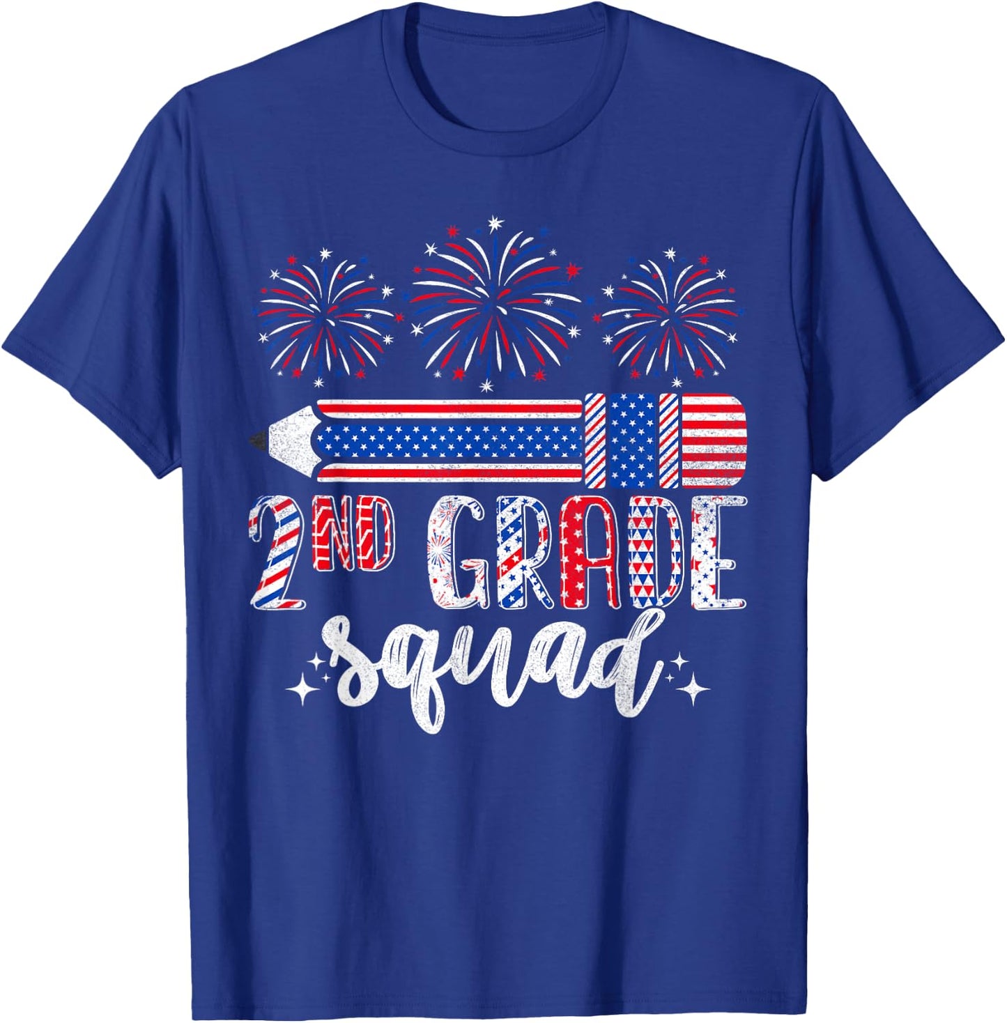 4th of July Patriotic 2nd Grade Squad Teacher Funny Matching T-Shirt - T-Shirt | Royal