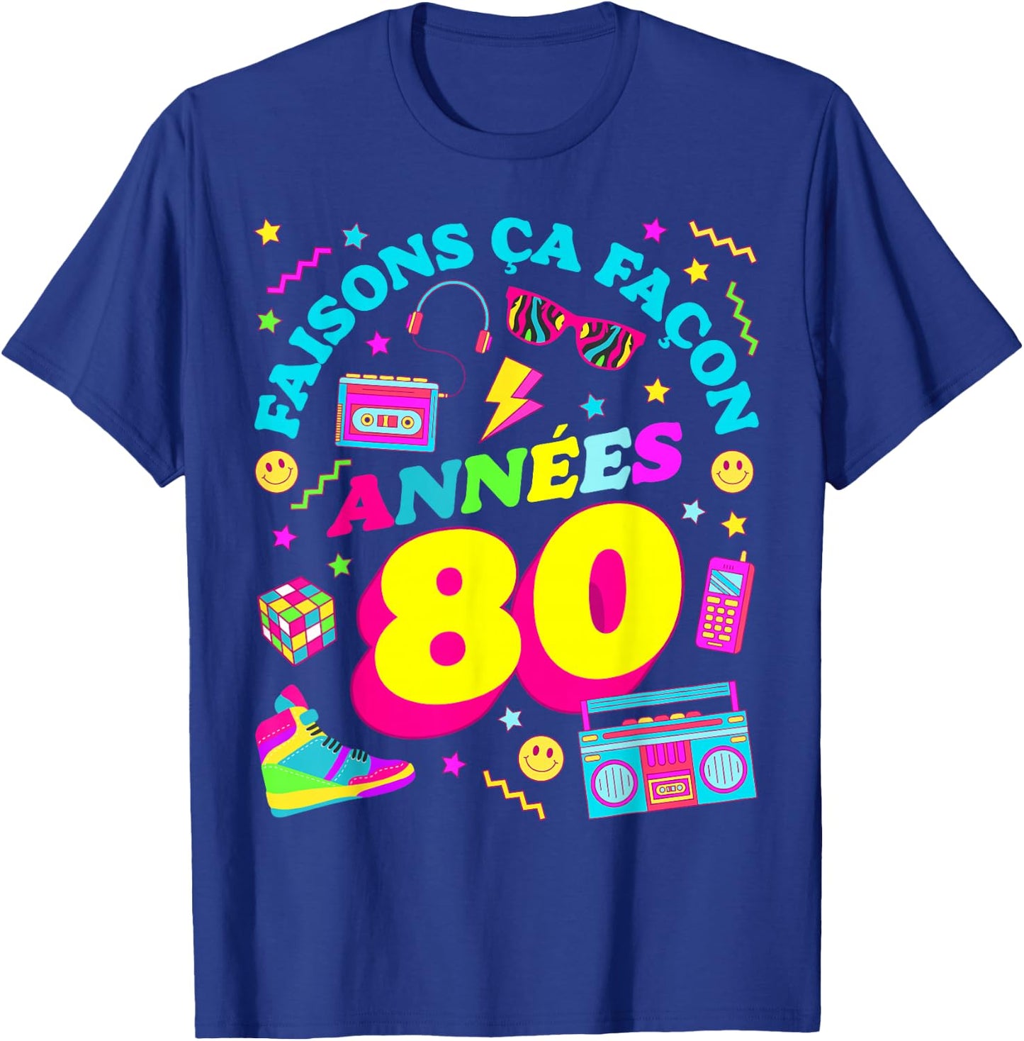 Party 80s Birthday Party 80s Retro Style , Black, S T-Shirt - T-Shirt | Royal