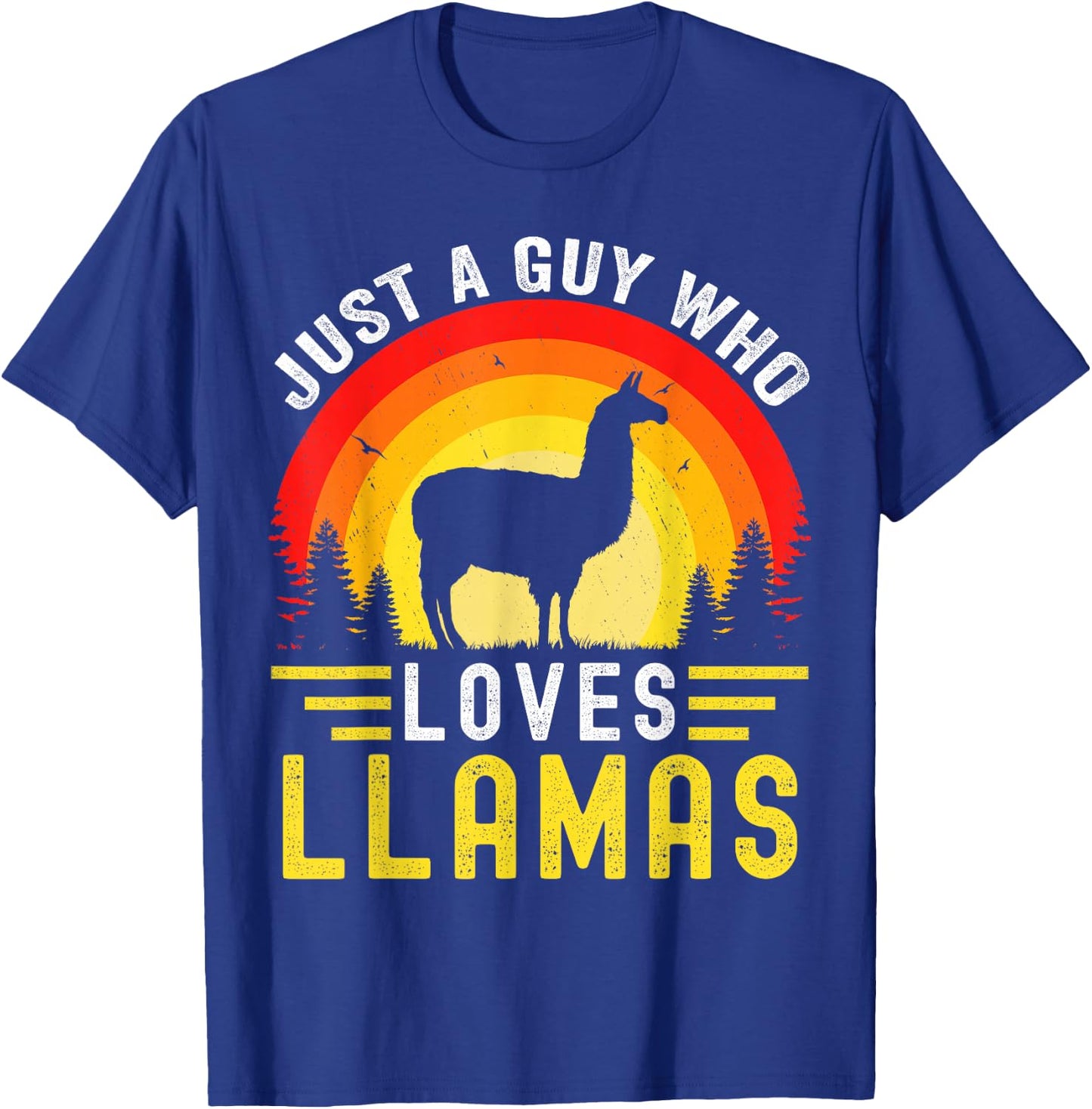 Just A Guy Who Loves Llamas Retro Vintage alpaca Llama T-Shirt - T-Shirt | Royal