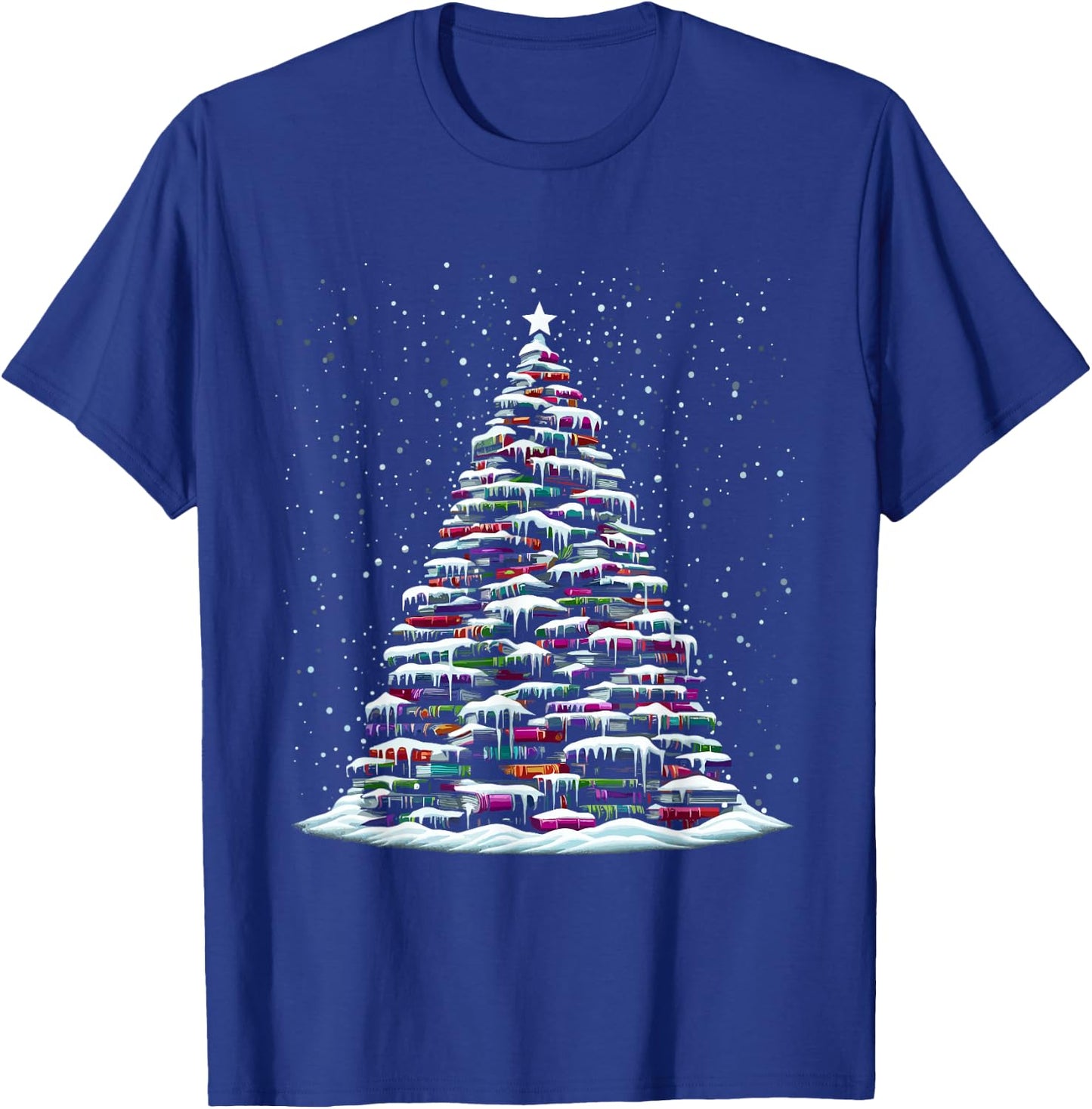 Christmas Tree Of Books - Xmas Tree Reading Book Lover T-Shirt - T-Shirt | Royal