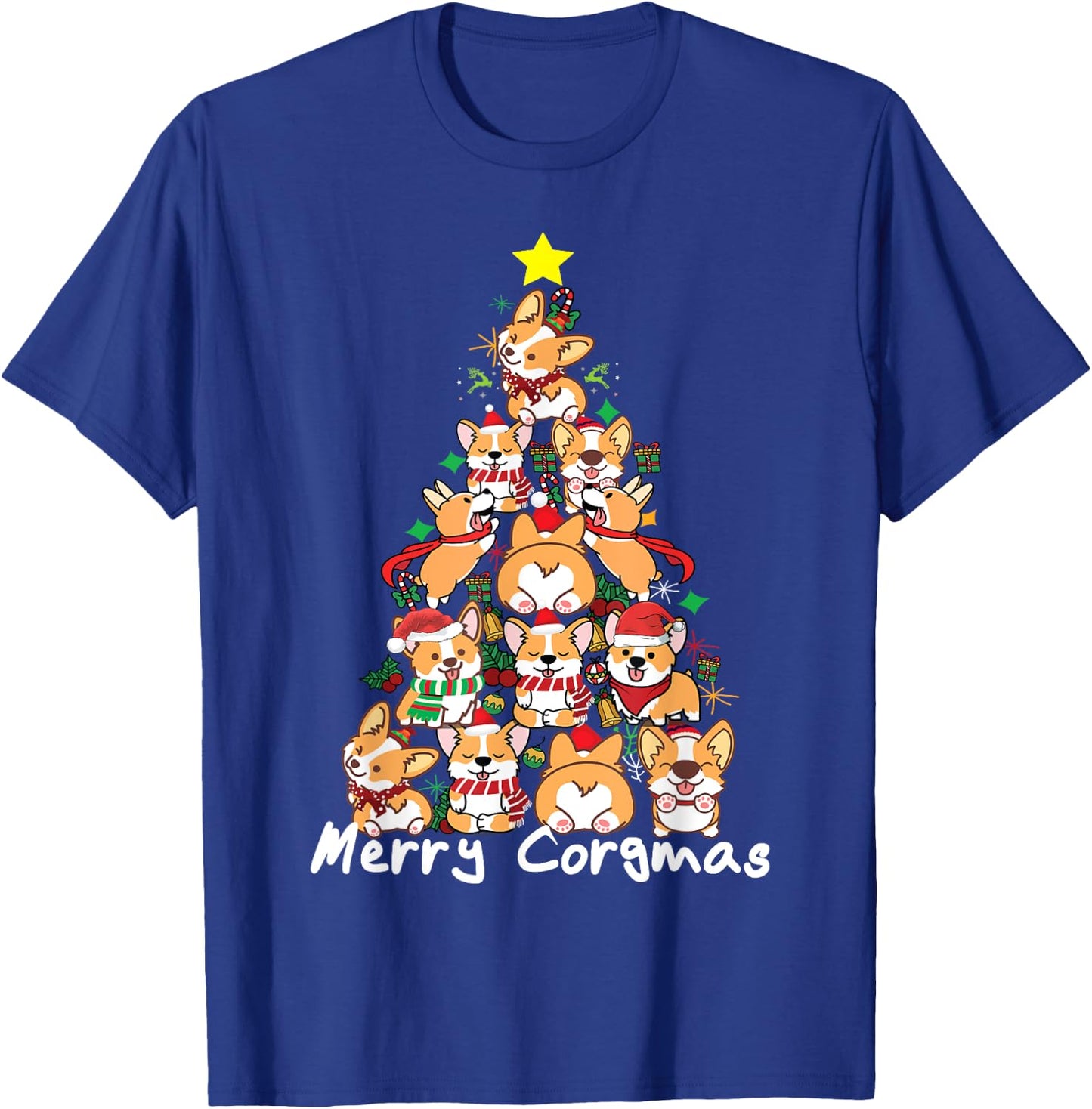 Corgi Christmas Tree Merry Corgmas - Corgi Dog Xmas Gift Men Women Kids T-Shirt - T-Shirt | Royal