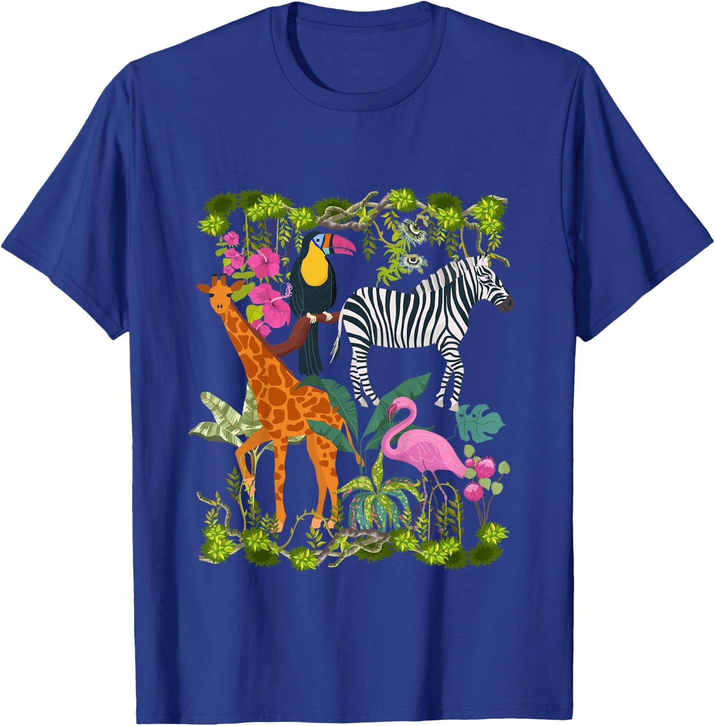 Kids Safari Animals Colourful Wildlife Jungle Zoo Giraffe Zebra T-Shirt - T-Shirt | Royal