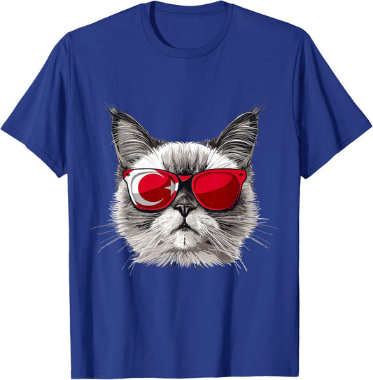 Turkey Flag Cat Mom Souvenirs Products Kitten Turkish T-Shirt - T-Shirt | Royal