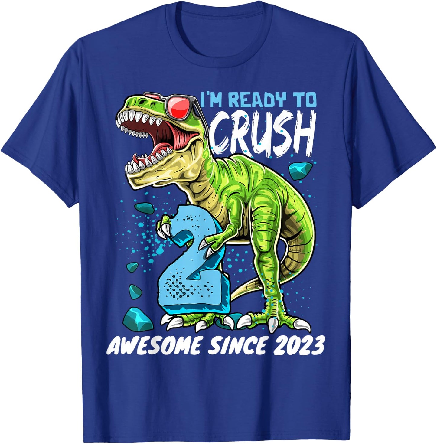 2nd Birthday T Rex Dinosaur Party Boys Rawr I'm 2 T-Shirt - T-Shirt | Royal