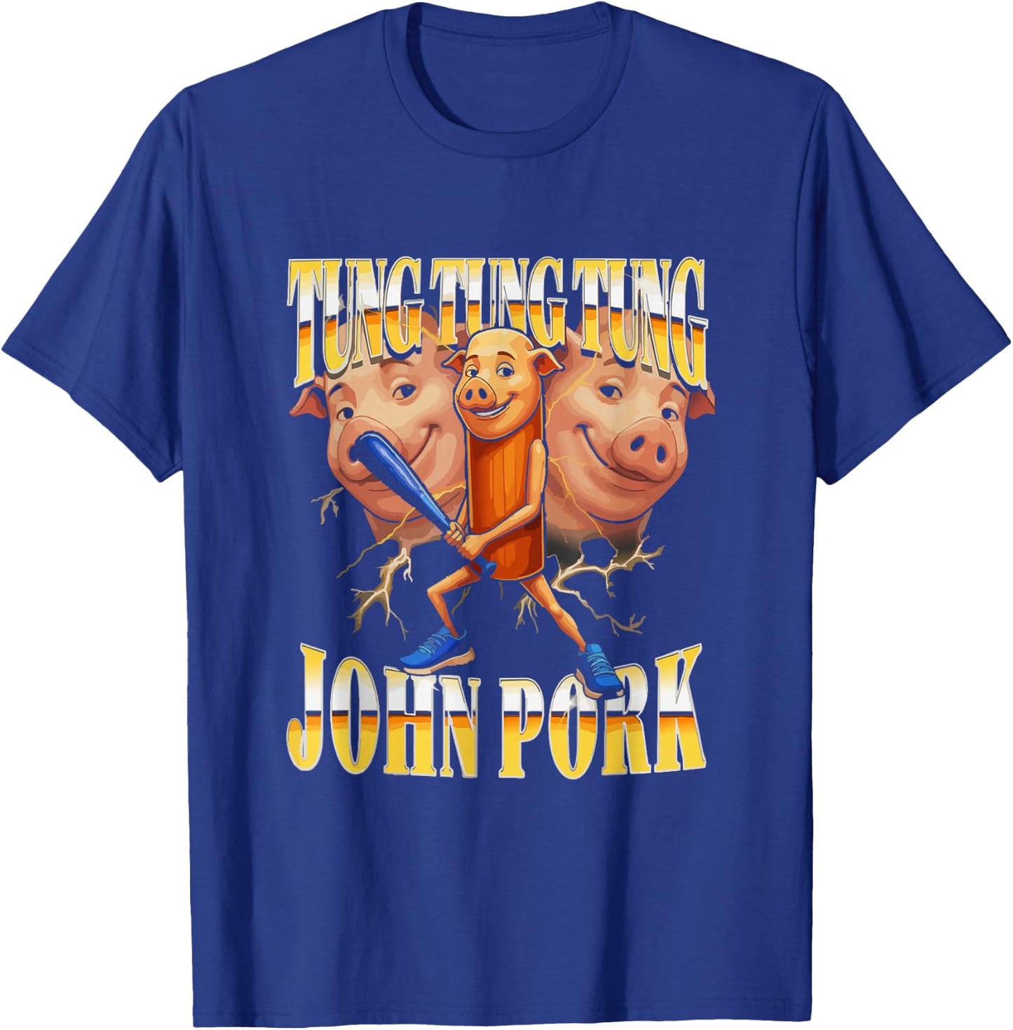 John Pork Tung Tung Tung Meme Humor T-Shirt - T-Shirt | Royal