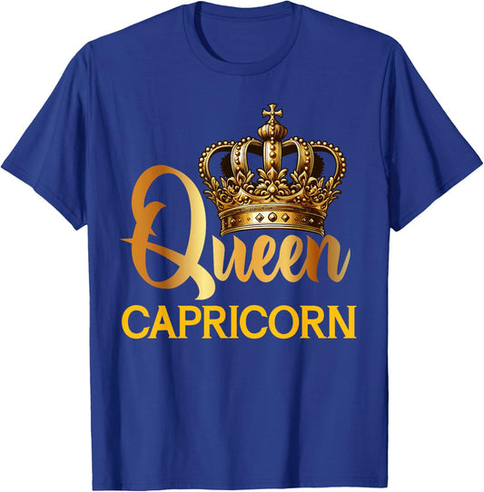 Queen Capricorn Goat Zodiac Sign Crown T-Shirt - T-Shirt | Royal