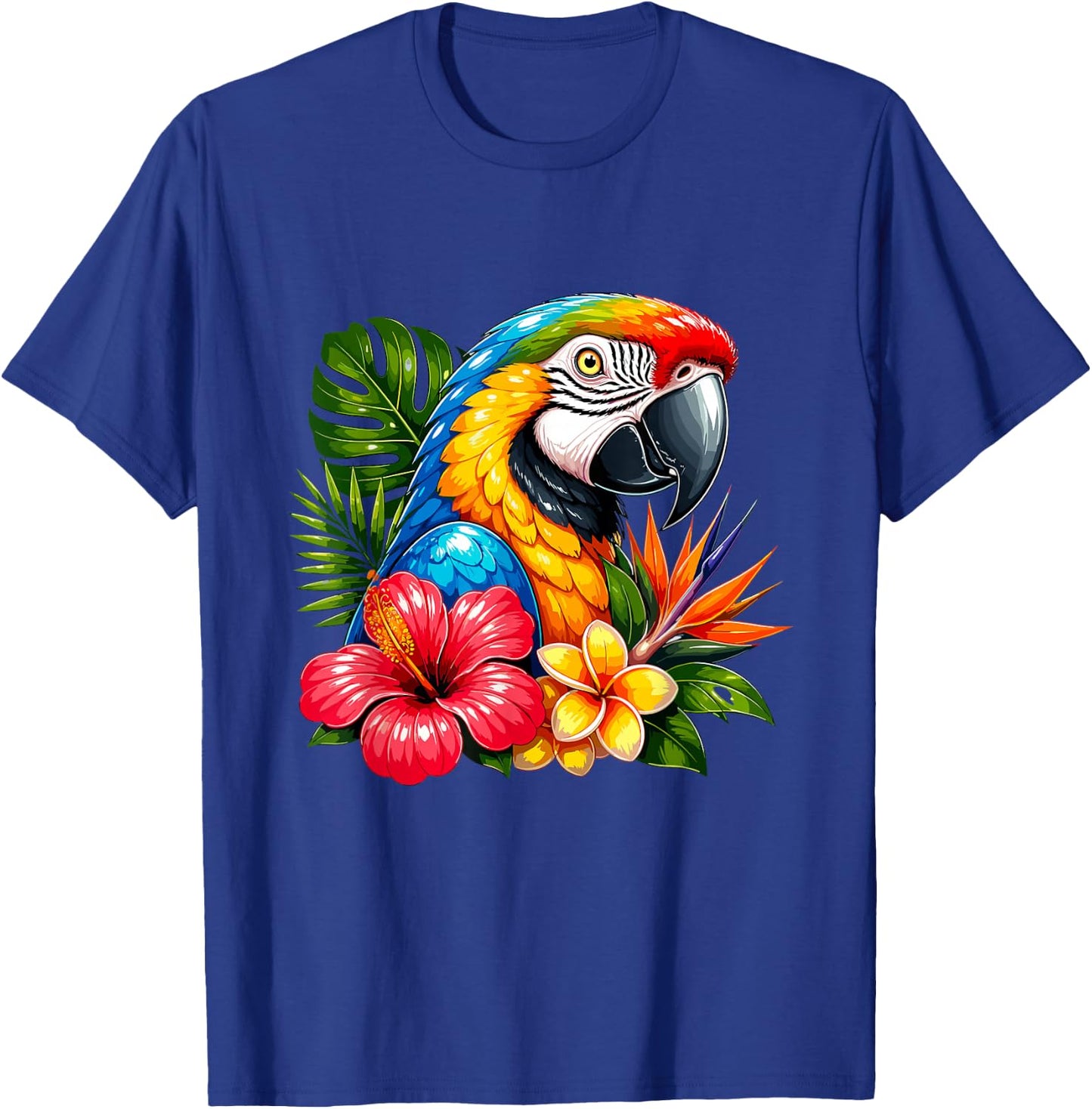Colorful Parrot Tropical Flowers Summer Vibes T-Shirt - T-Shirt | Royal
