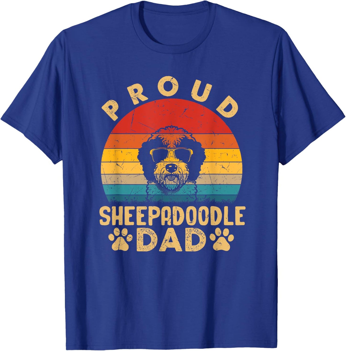 Proud Sheepadoodle Dad Gifts Funny Dog Pet Owner Fathers Day Men Women Kids T-Shirt - T-Shirt | Royal