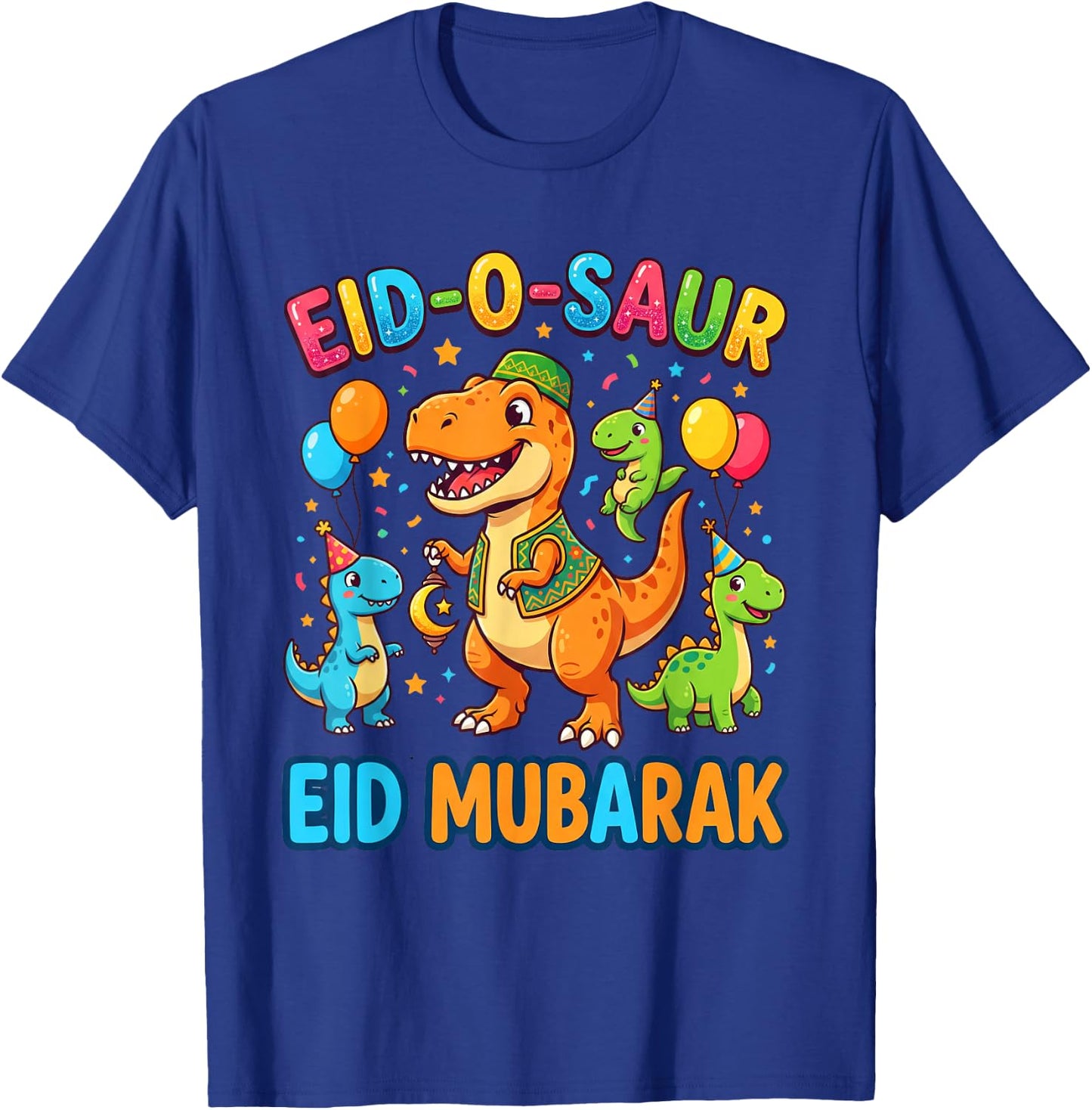 Funny Happy Eid Mubarak for Muslim Dinosaur Kids Youth Boys T-Shirt - T-Shirt | Royal