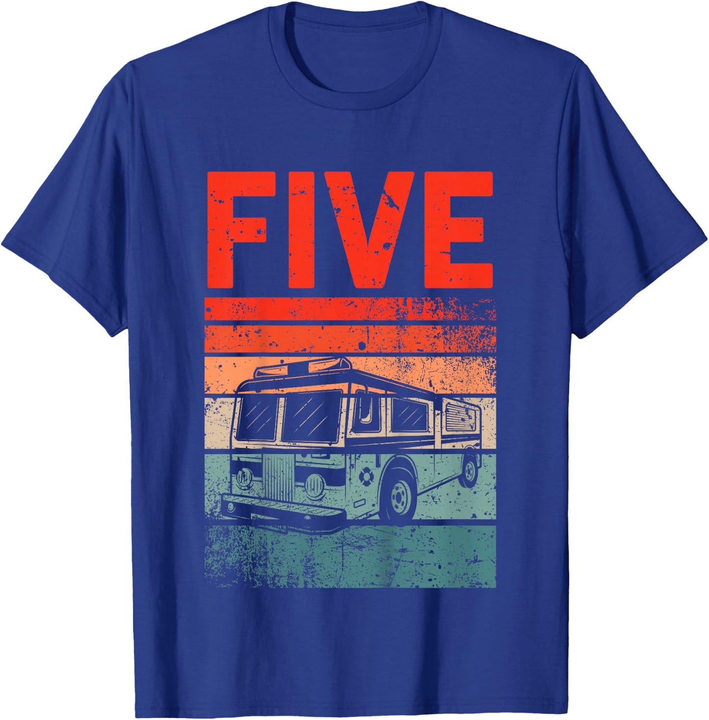 5 Year Old Shirt 5th Birthday Boy Firefighter Fire Truck T-Shirt - T-Shirt | Royal