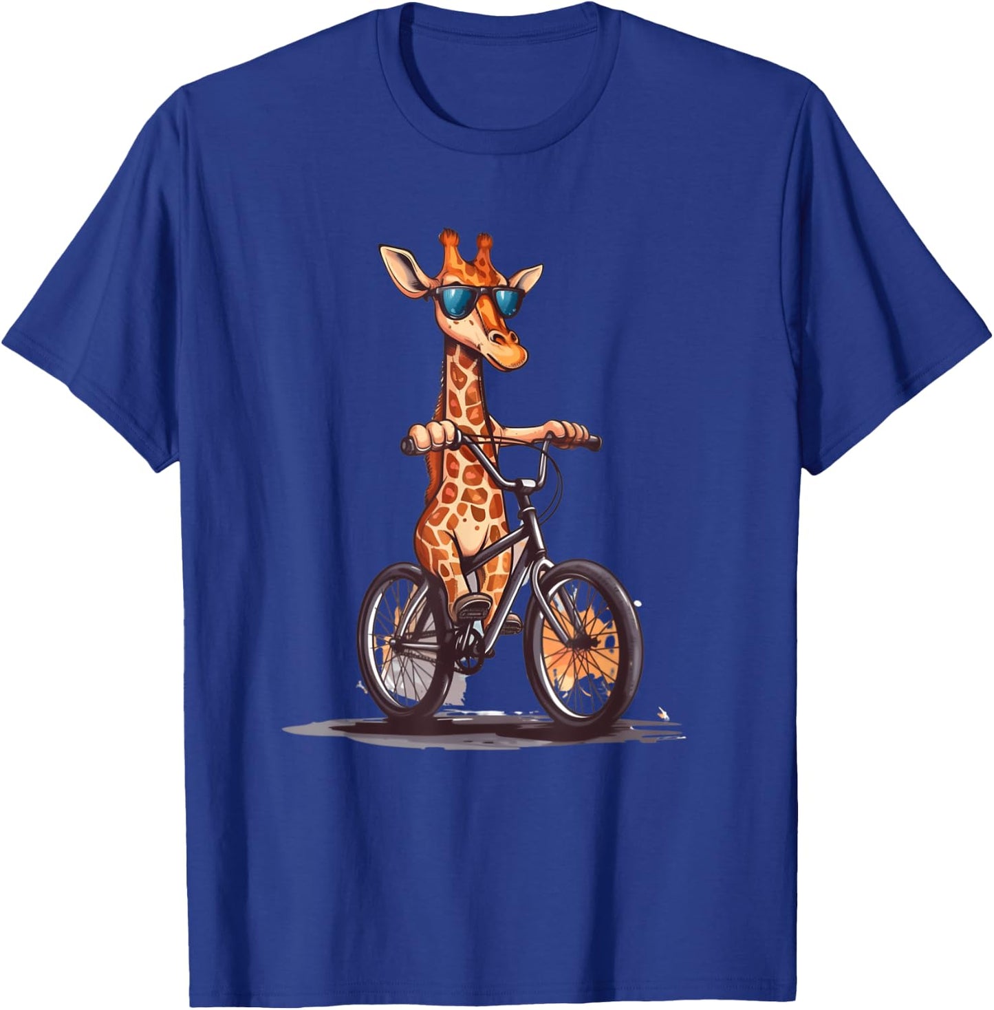 Giraffe Riding A Bike I Funny Giraffe Cyclist Safari T-Shirt - T-Shirt | Royal