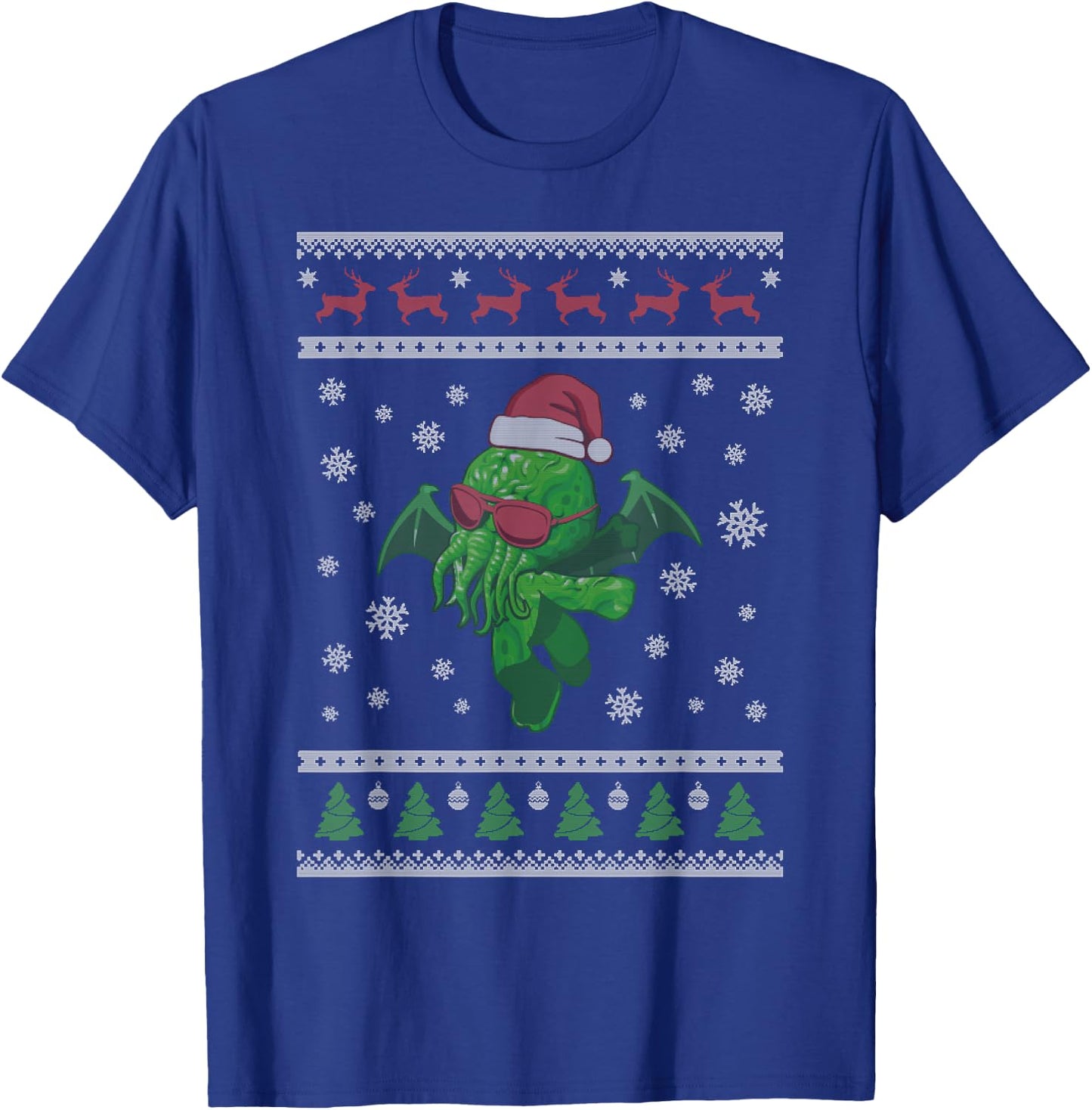 Cute Cthulhu Xmas Squid Monster Ugly Christmas T-Shirt - T-Shirt | Royal