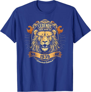 Legends Were Born In 1939 Lions Head 86th Birthday T-Shirt - T-Shirt | Royal