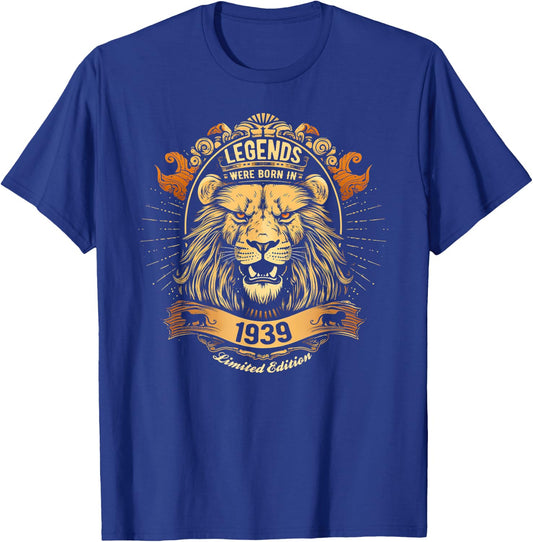 Legends Were Born In 1939 Lions Head 86th Birthday T-Shirt - T-Shirt | Royal