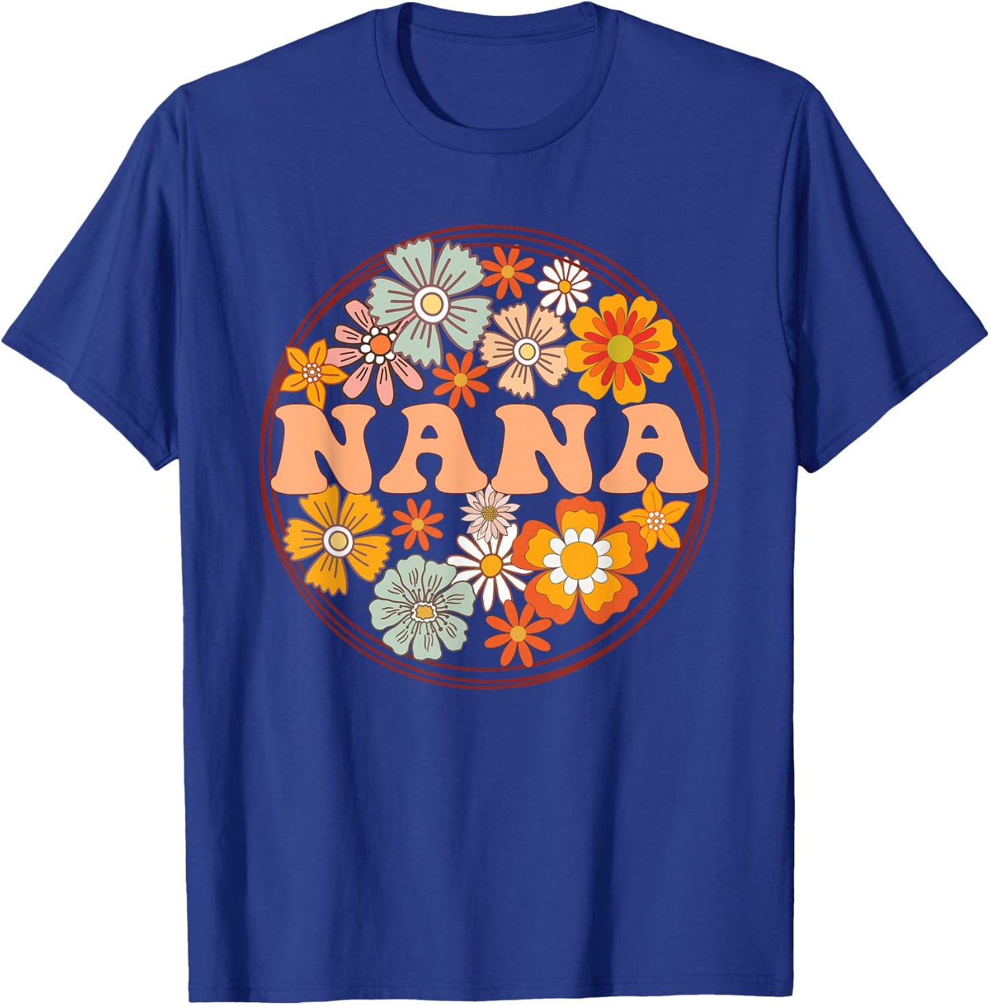 Groovy Nana Retro Flowers Women Mother's Day Grandma T-Shirt - T-Shirt | Royal