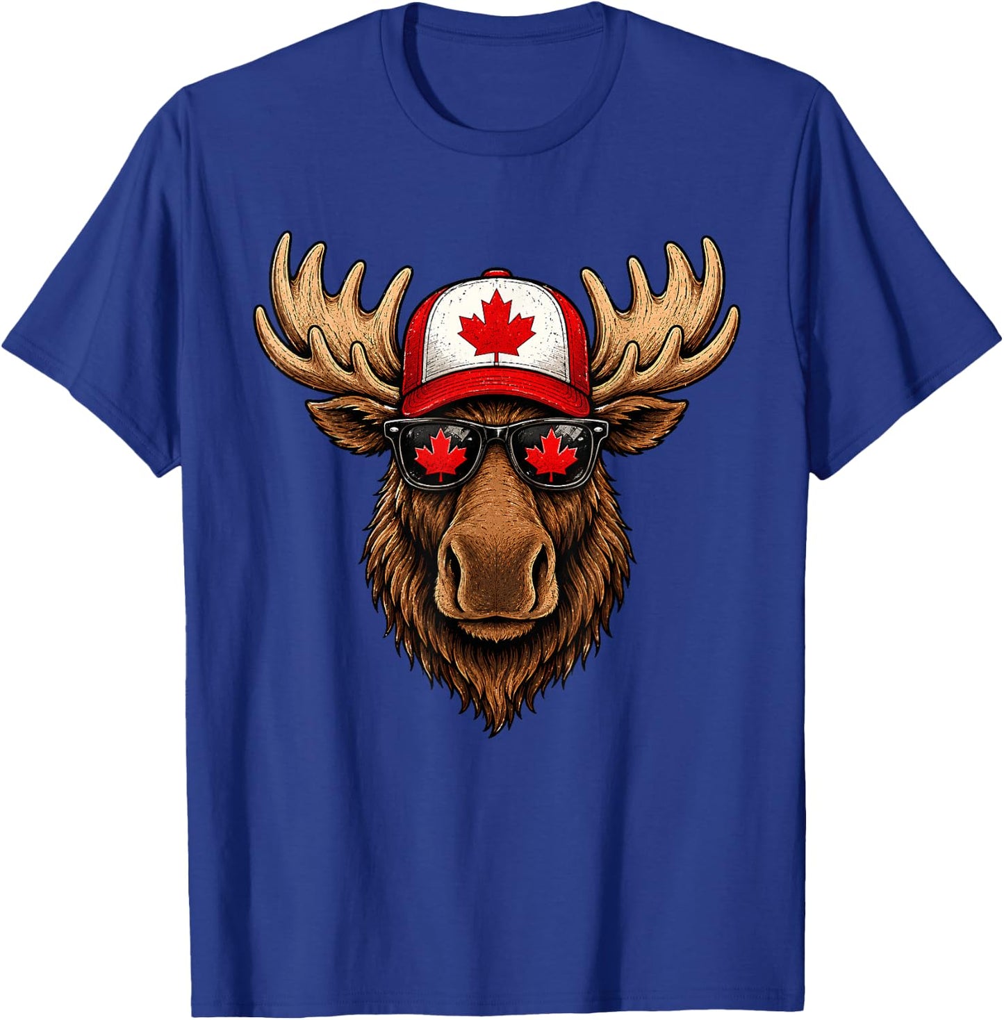 Canada Day Patriotic Moose Flag Maple Leaf Canadian Animal T-Shirt - T-Shirt | Royal