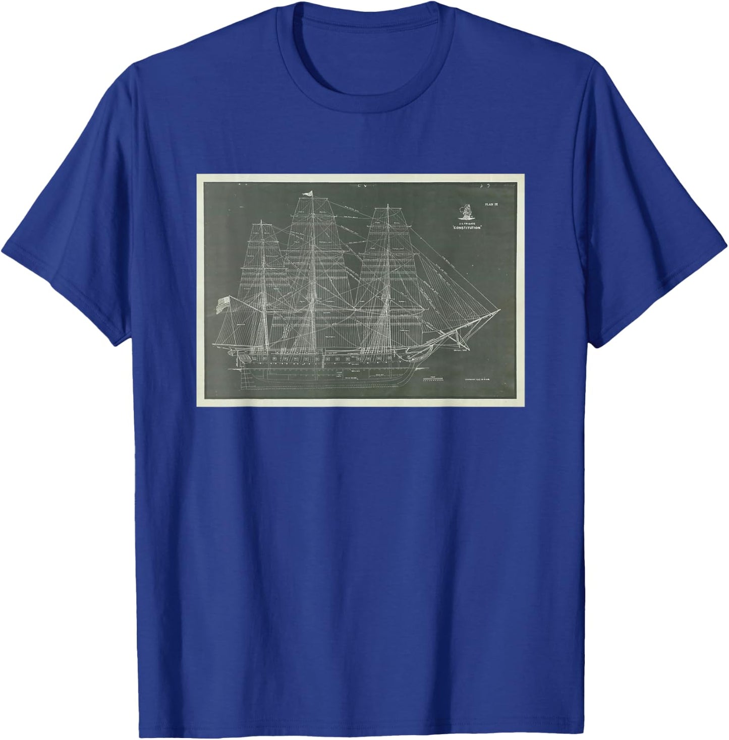Ship Plans of the USS Constitution (1927) T-Shirt - T-Shirt | Royal