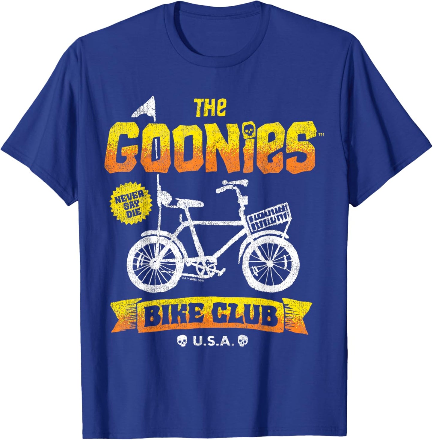 The Goonies - Bike Club Never Say Die USA T-Shirt - T-Shirt | Royal