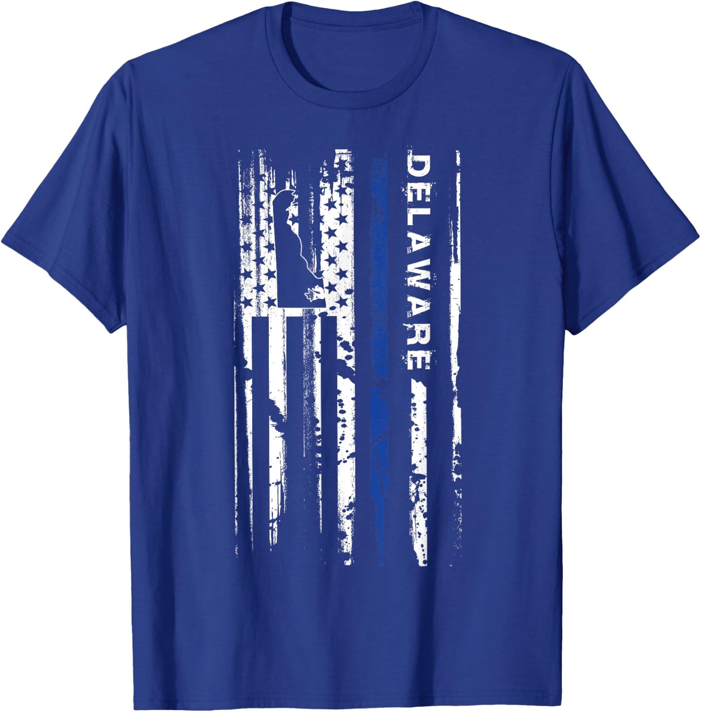Delaware Cop Thin Blue Line LEO Police American Flag Women Men T-Shirt - T-Shirt | Royal