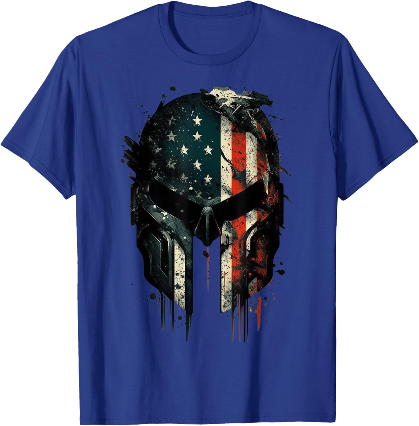 American Spartan Reaper Themed USA Flag National Pride Women Men T-Shirt - T-Shirt | Royal