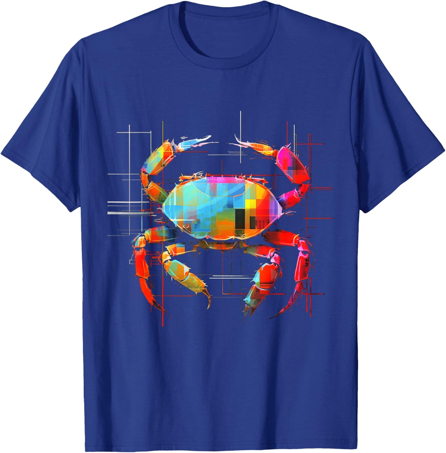 Crab Geometric Animal Art Graphic Motif Crab T-Shirt - T-Shirt | Royal