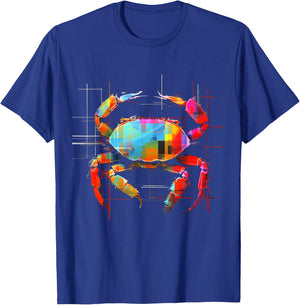 Crab Geometric Animal Art Graphic Motif Crab T-Shirt - T-Shirt | Royal