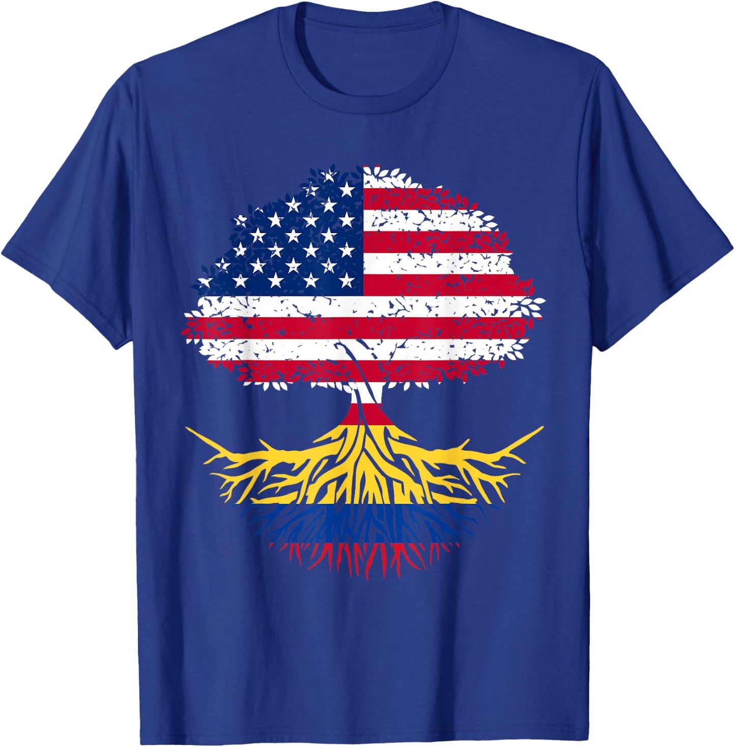 Colombian Roots American Grown Tree Flag US T-Shirt - T-Shirt | Royal