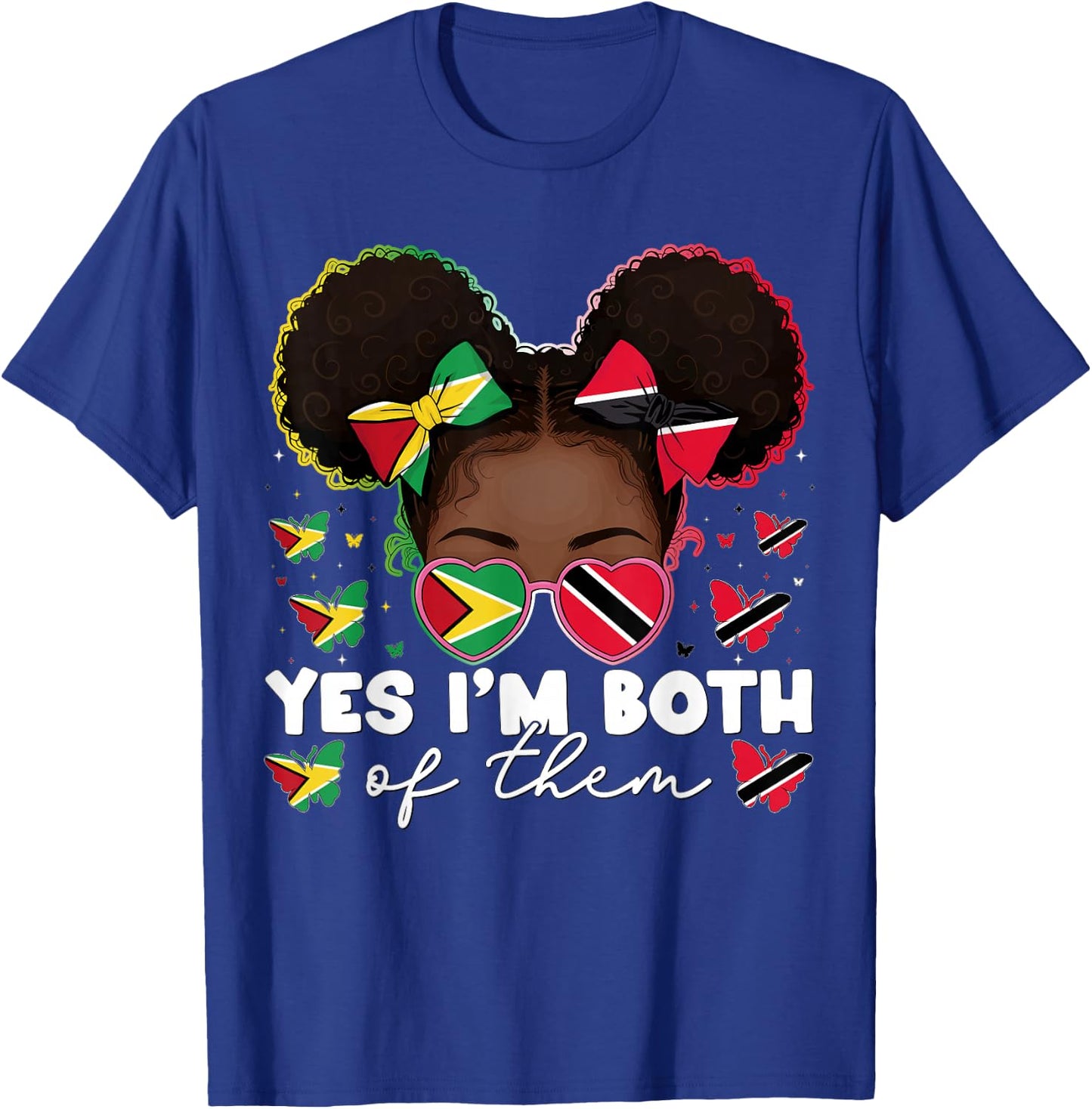 Half Trinidadian Guyanese Trinidad Flag Guyana Kids Girls T-Shirt - T-Shirt | Royal