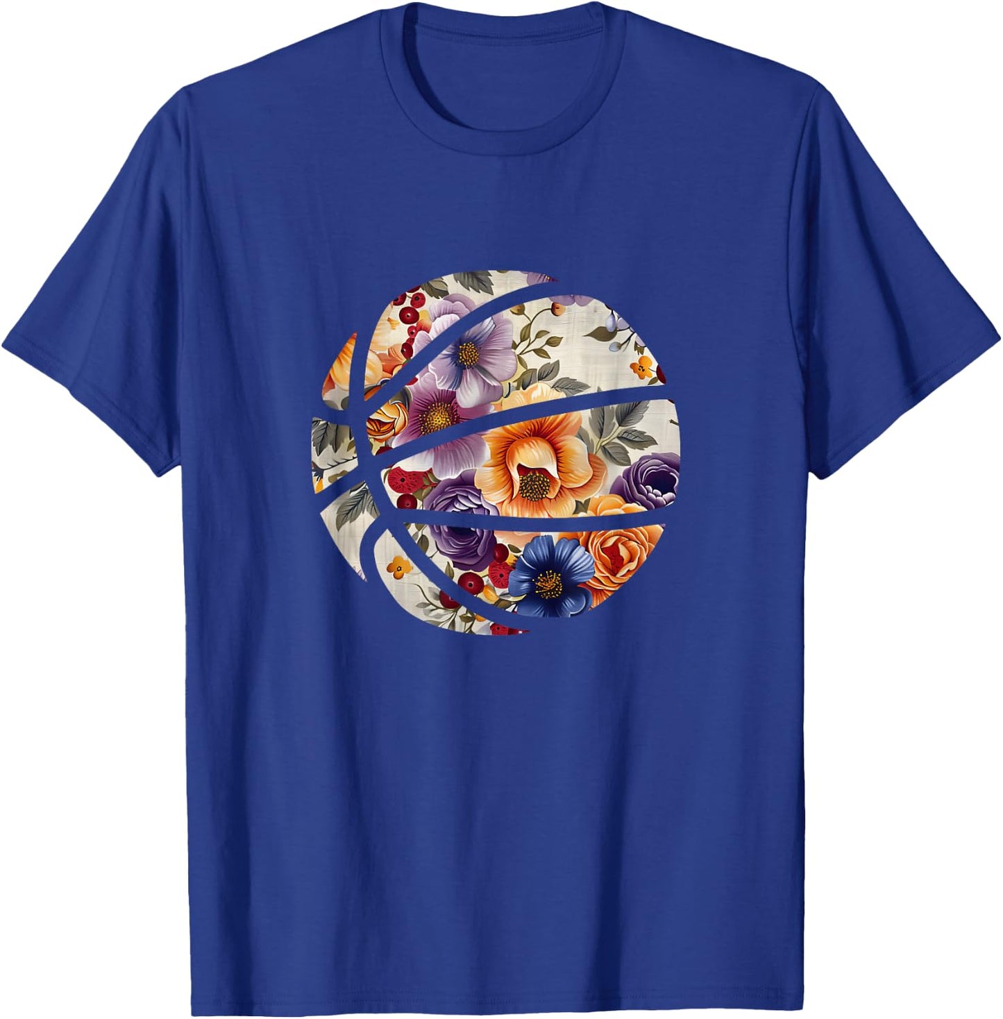 Basketball Silhouette Flowers Botanical Floral T-Shirt - T-Shirt | Royal