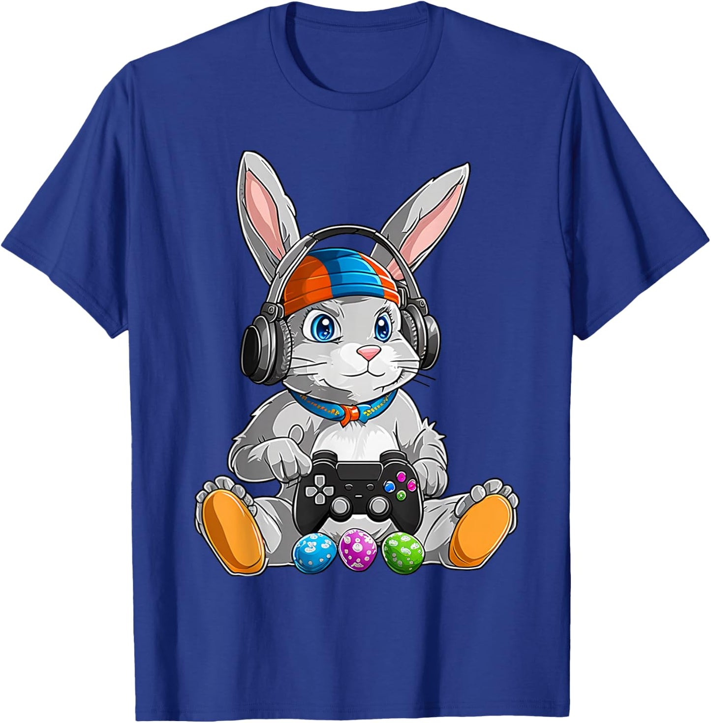Happy Easter Day Bunny Egg Funny Boys Girls Kids Gamer T-Shirt - T-Shirt | Royal