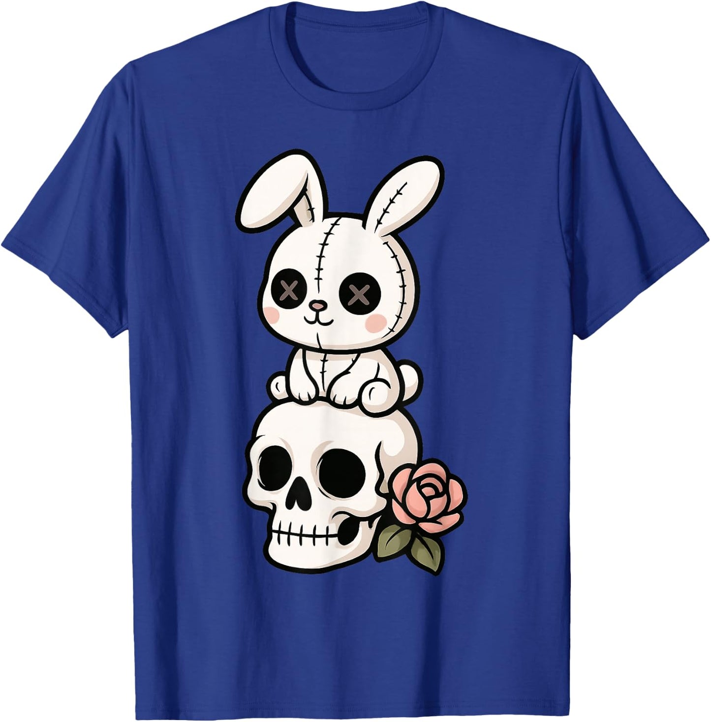 Goth Bunny Creepy Cute Skull Gothic Aesthetic Skull Rabbit T-Shirt - T-Shirt | Royal