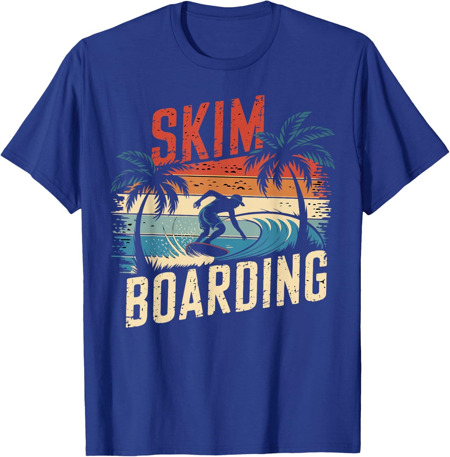 Retro Skim Boarding Skimboarding Sunset Beach Skim Rider T-Shirt - T-Shirt | Royal