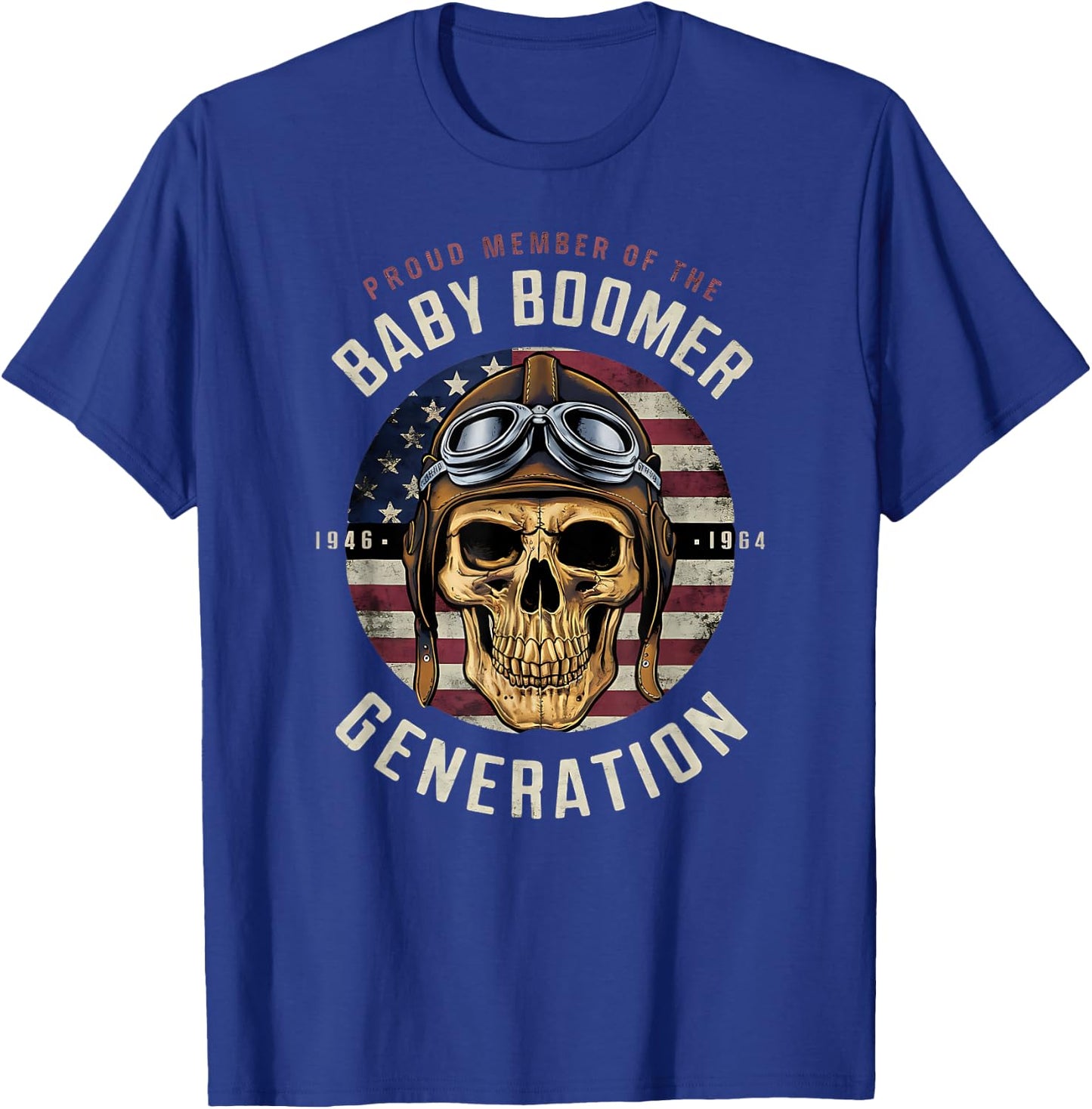 Patriotic Baby Boomer Skull Gifts 1946-1964 T-Shirt - T-Shirt | Royal