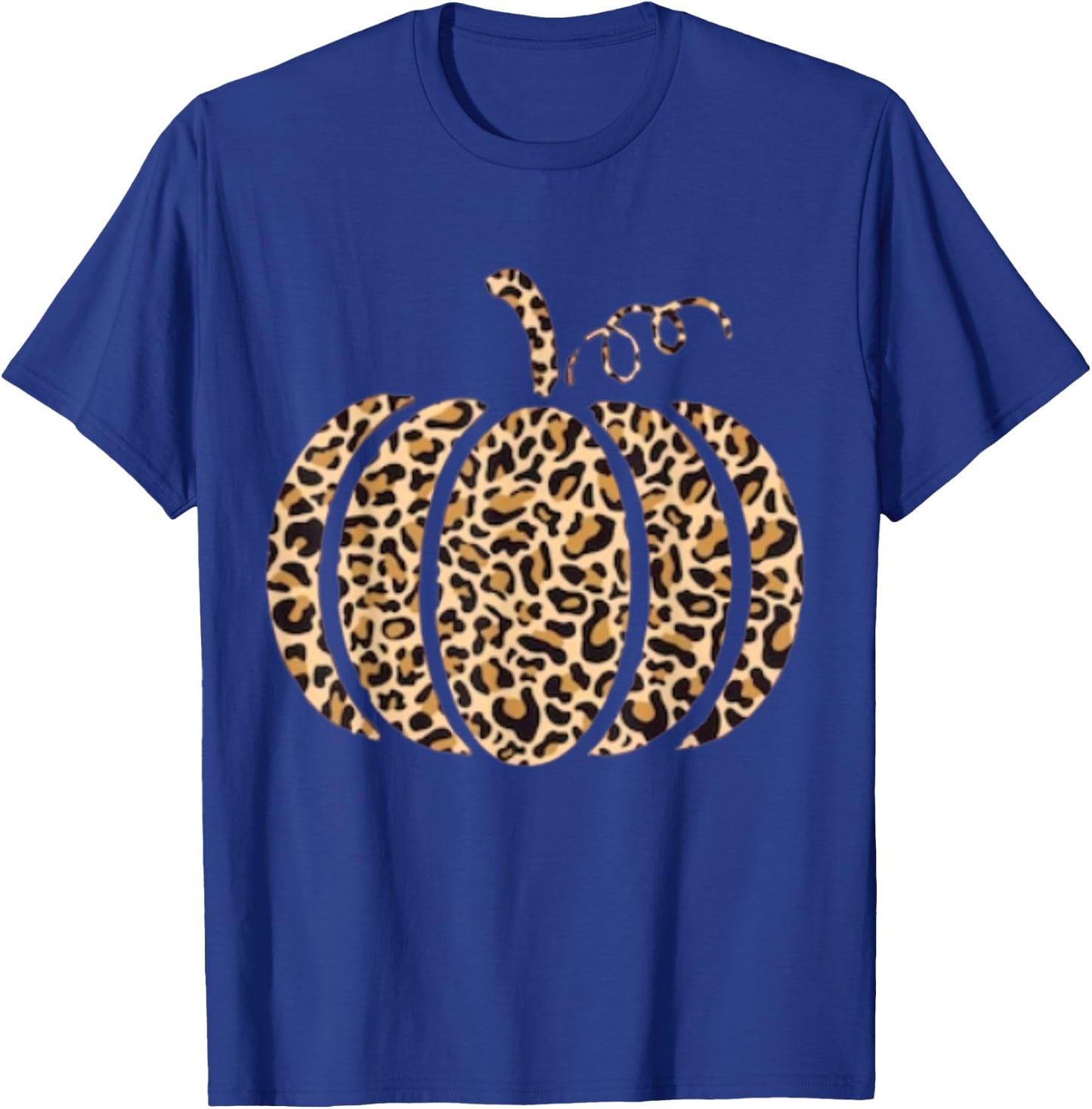 Pumpkin Leopard Print Cheetah Fall Graphic Thanksgiving T-Shirt - T-Shirt | Royal