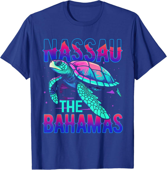 Nassau Bahamas Designs By AKOKAY -Adults, -Kids Sea Turtle Bahamas Souvenirs Bahamas Black Small Classic Fit Short Sleeve T-Shirt - T-Shirt | Royal