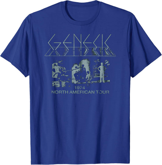Genesis North American Tour 74 Rock Band Music , Black T-Shirt - T-Shirt | Royal