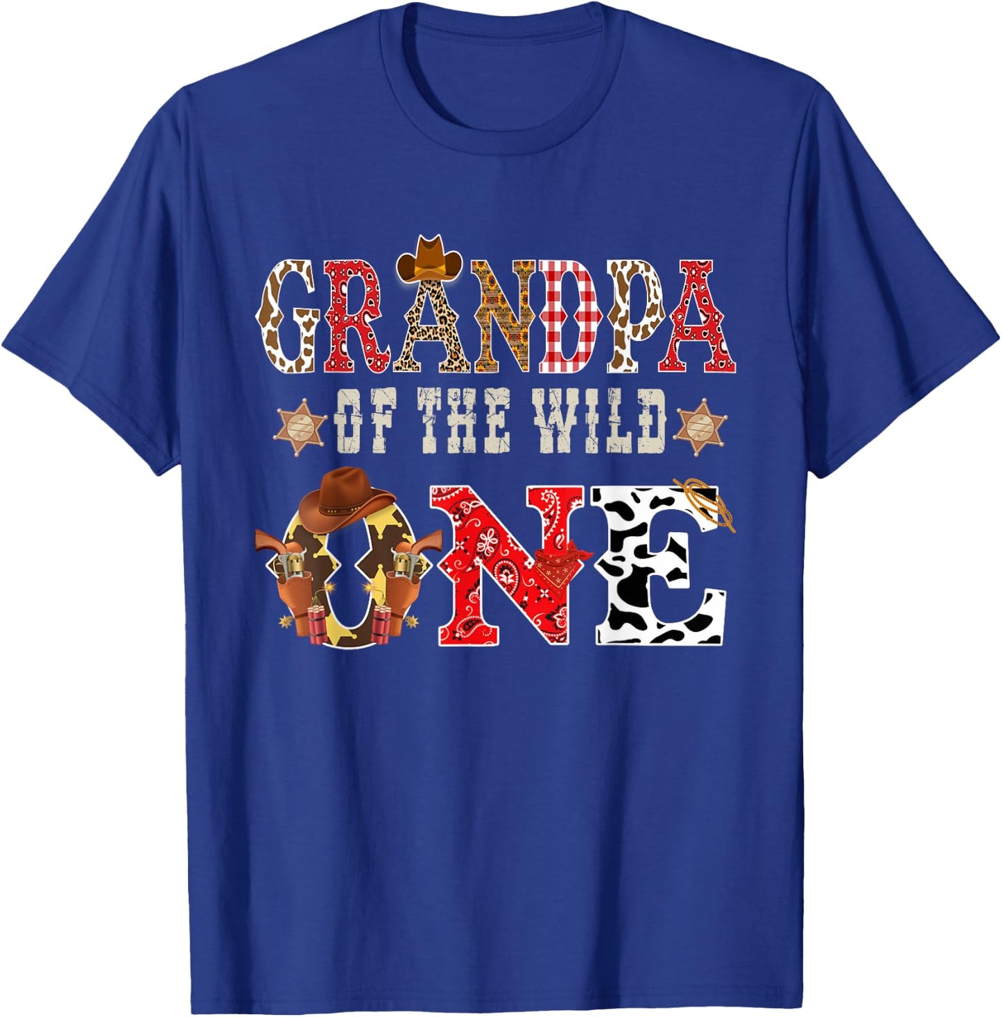 Grandpa of The Wild One Cowboy Western Rodeo Party Matching T-Shirt - T-Shirt | Royal